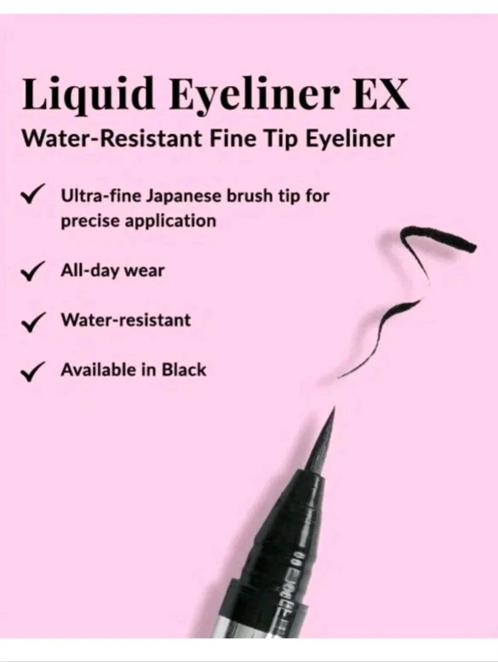 DHC Liquid Eyeliner EX Perfect Pro Makeup Waterproof #Black 0.5ML. New In Box.